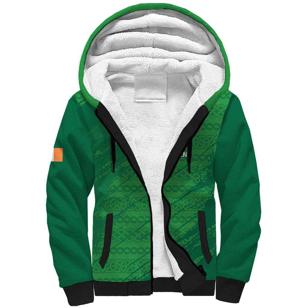 Custom Ireland Cricket Sherpa Hoodie Irish Celtic Knot - National Color - Shopicos