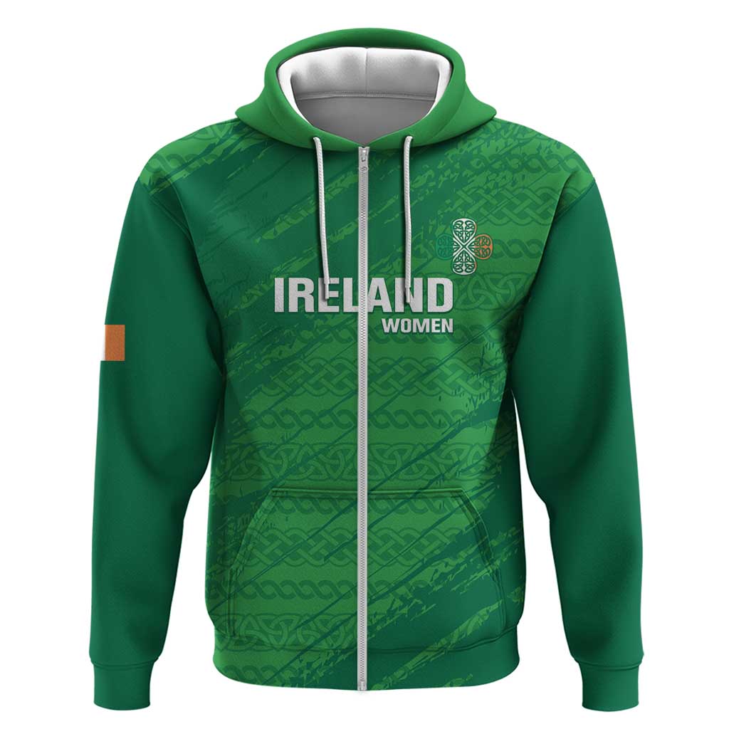 Custom Ireland Cricket Zip Hoodie Irish Celtic Knot - National Color - Shopicos