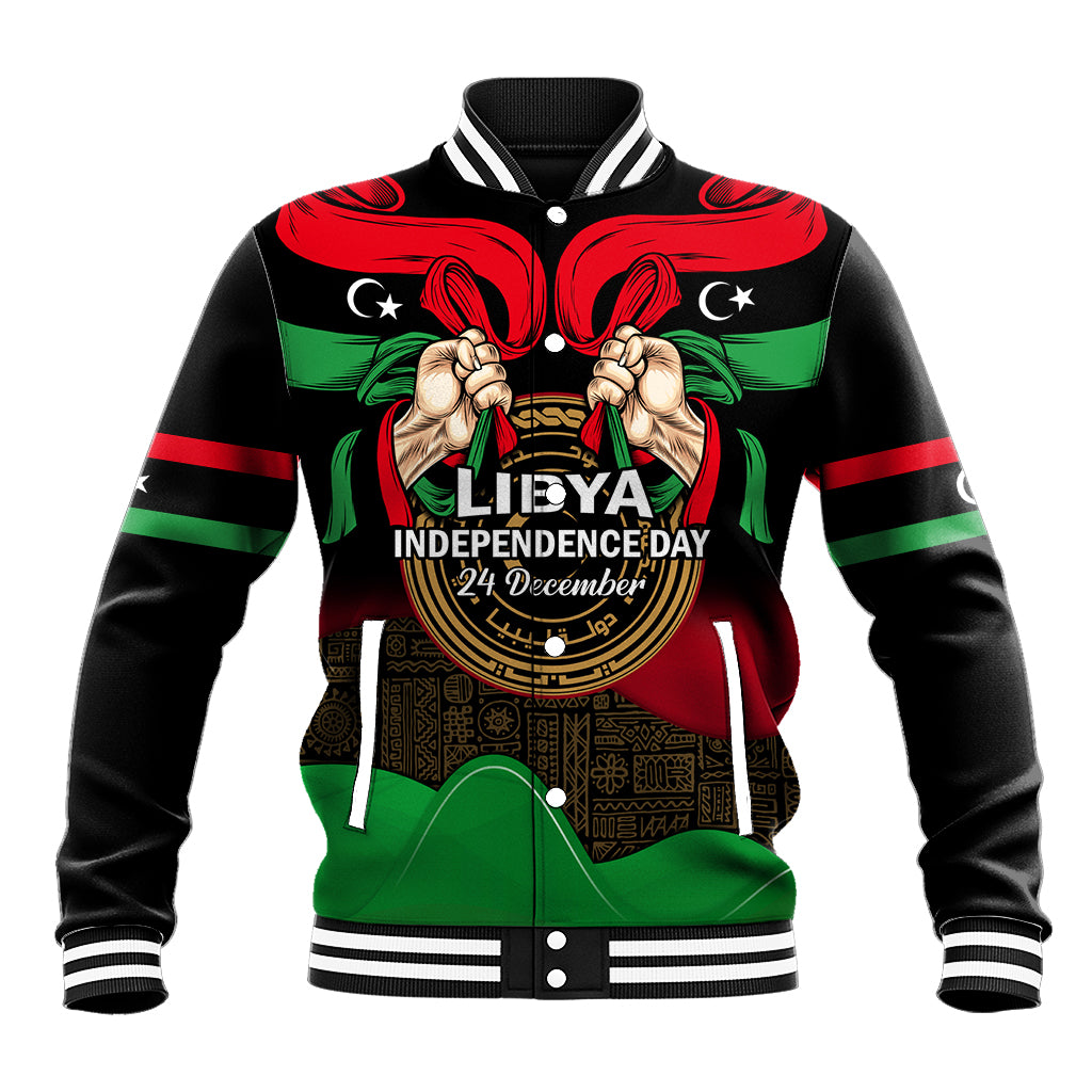 Libya Independence Day Baseball Jacket Happy 24 December African Pattern Flag Style - Shopicos