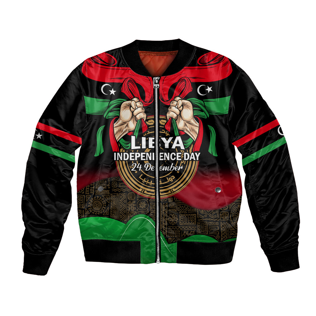 Libya Independence Day Bomber Jacket Happy 24 December African Pattern Flag Style - Shopicos
