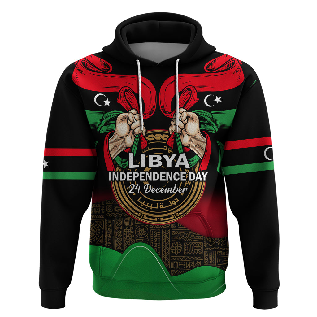 Libya Independence Day Hoodie Happy 24 December African Pattern Flag Style - Shopicos