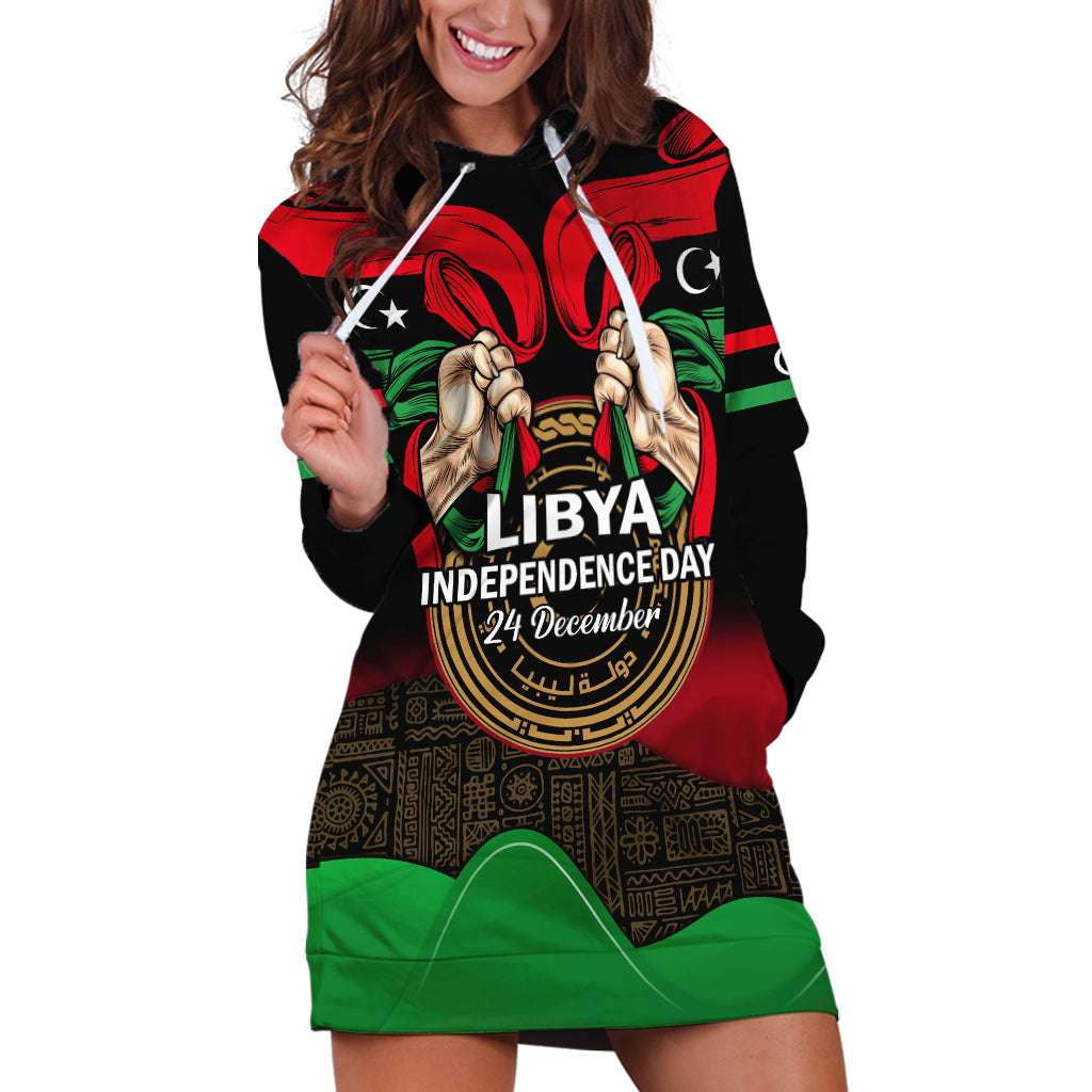 Libya Independence Day Hoodie Dress Happy 24 December African Pattern Flag Style - Shopicos