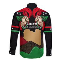 Libya Independence Day Long Sleeve Button Shirt Happy 24 December African Pattern Flag Style - Shopicos
