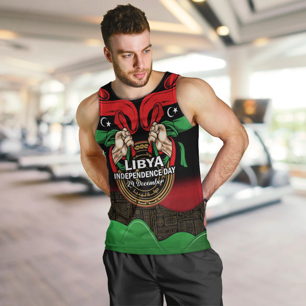 Libya Independence Day Men Tank Top Happy 24 December African Pattern Flag Style - Shopicos