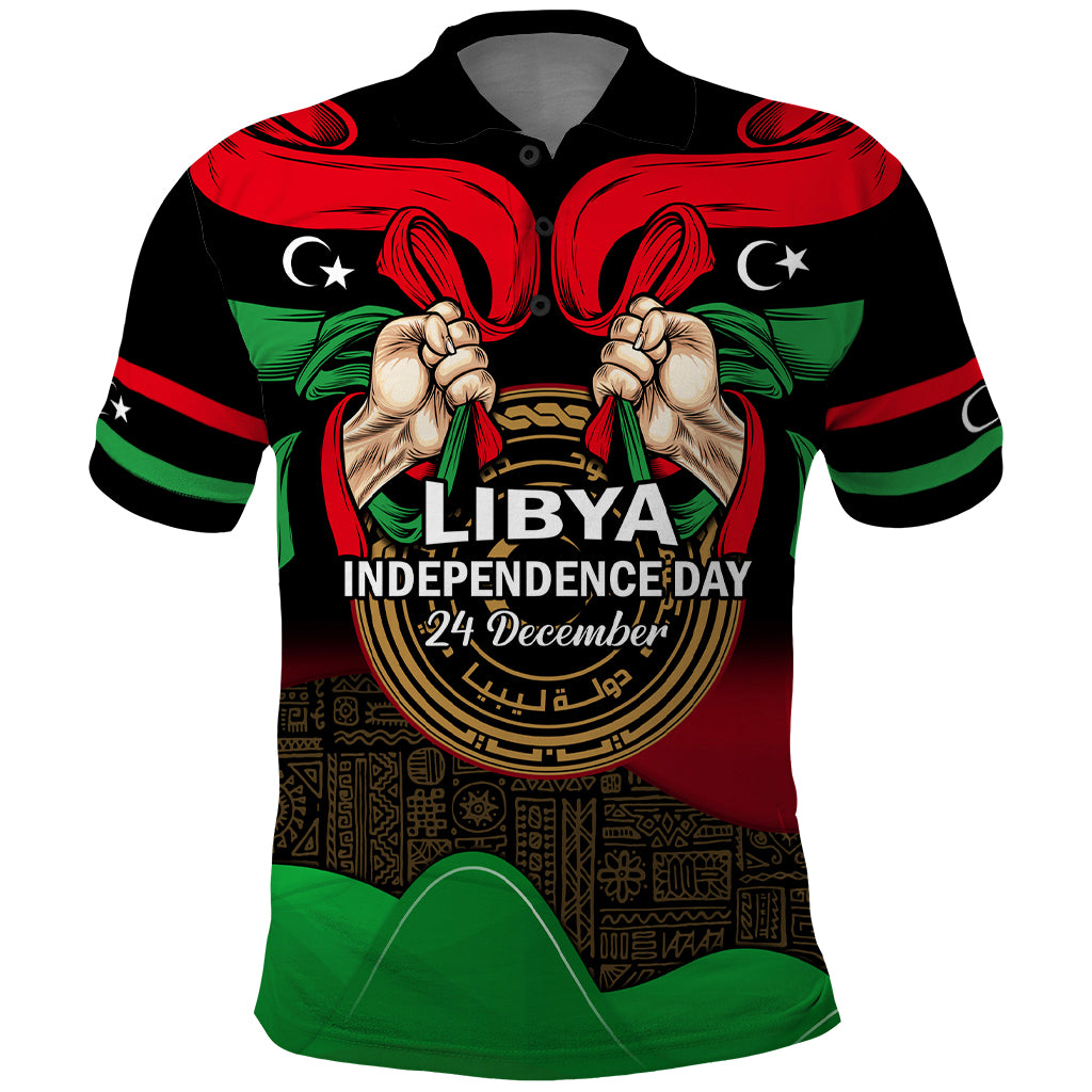 Libya Independence Day Polo Shirt Happy 24 December African Pattern Flag Style - Shopicos