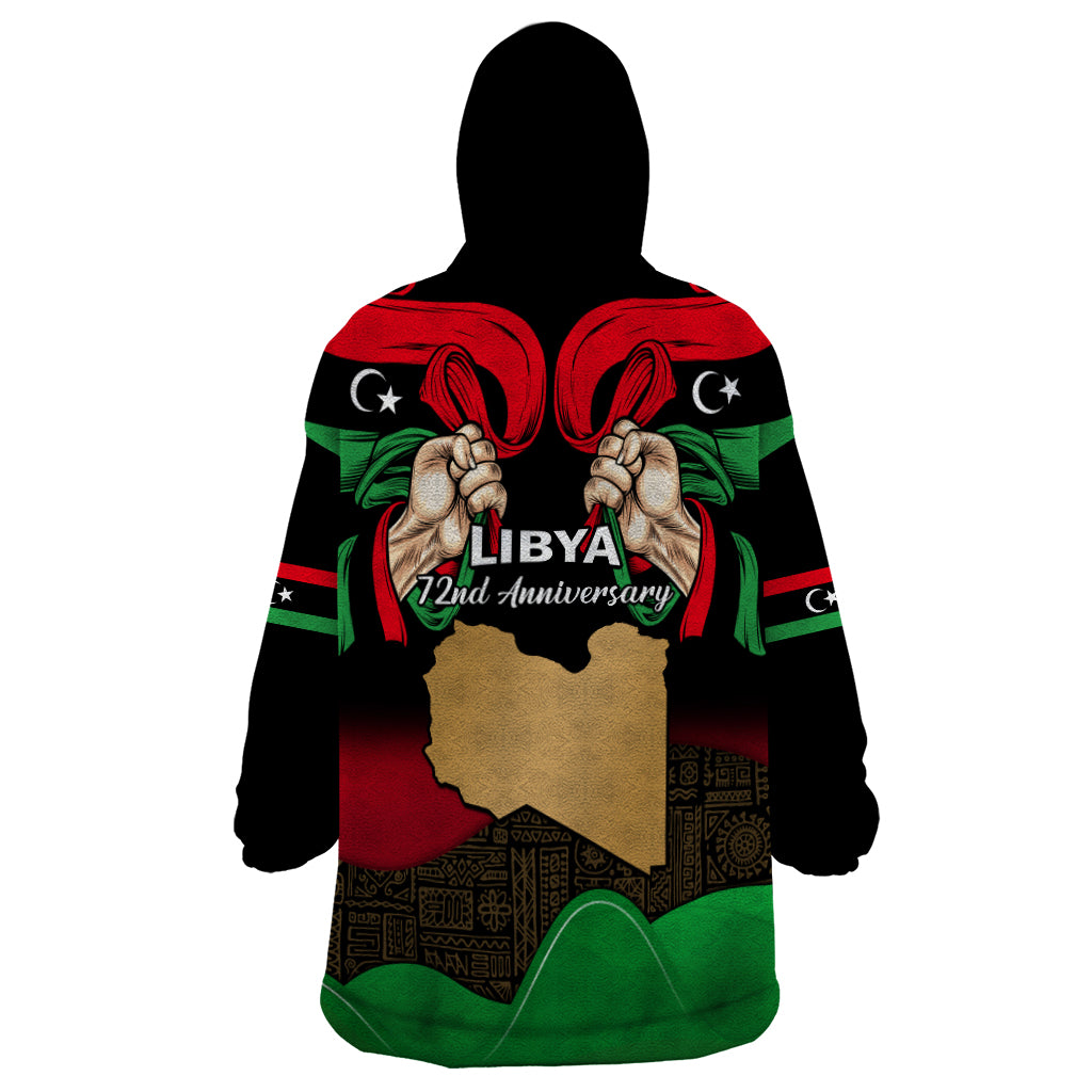 Libya Independence Day Wearable Blanket Hoodie Happy 24 December African Pattern Flag Style - Shopicos