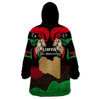 Libya Independence Day Wearable Blanket Hoodie Happy 24 December African Pattern Flag Style - Shopicos