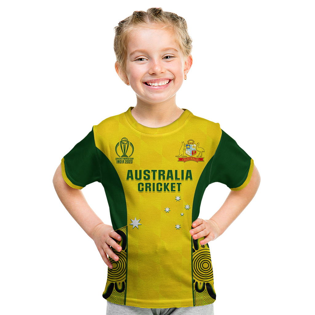 Custom Australia Cricket Kid T Shirt World Cup Go Champions 2023 Indigenous - Shopicos