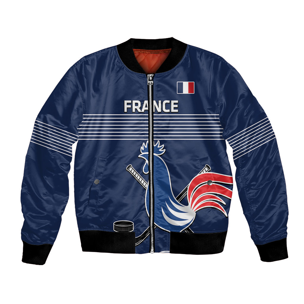 Custom France Hockey Bomber Jacket Francaise Gallic Rooster - Shopicos