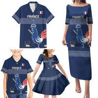 Custom France Hockey Family Matching Puletasi and Hawaiian Shirt Francaise Gallic Rooster - Shopicos