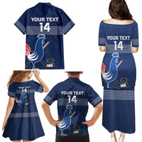 Custom France Hockey Family Matching Puletasi and Hawaiian Shirt Francaise Gallic Rooster - Shopicos