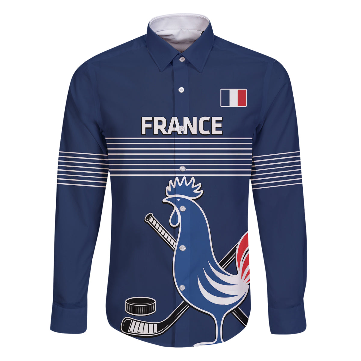 Custom France Hockey Family Matching Puletasi and Hawaiian Shirt Francaise Gallic Rooster - Shopicos