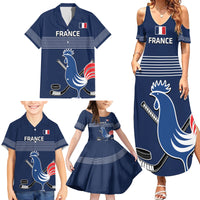 Custom France Hockey Family Matching Summer Maxi Dress and Hawaiian Shirt Francaise Gallic Rooster - Shopicos