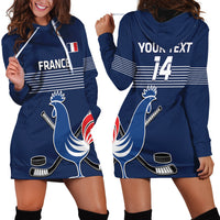 Custom France Hockey Hoodie Dress Francaise Gallic Rooster - Shopicos