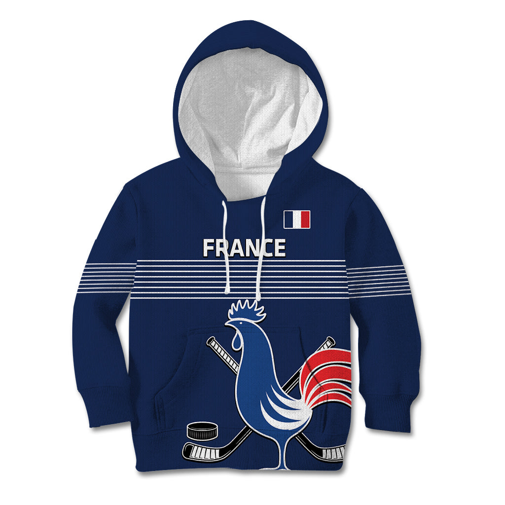 Custom France Hockey Kid Hoodie Francaise Gallic Rooster - Shopicos
