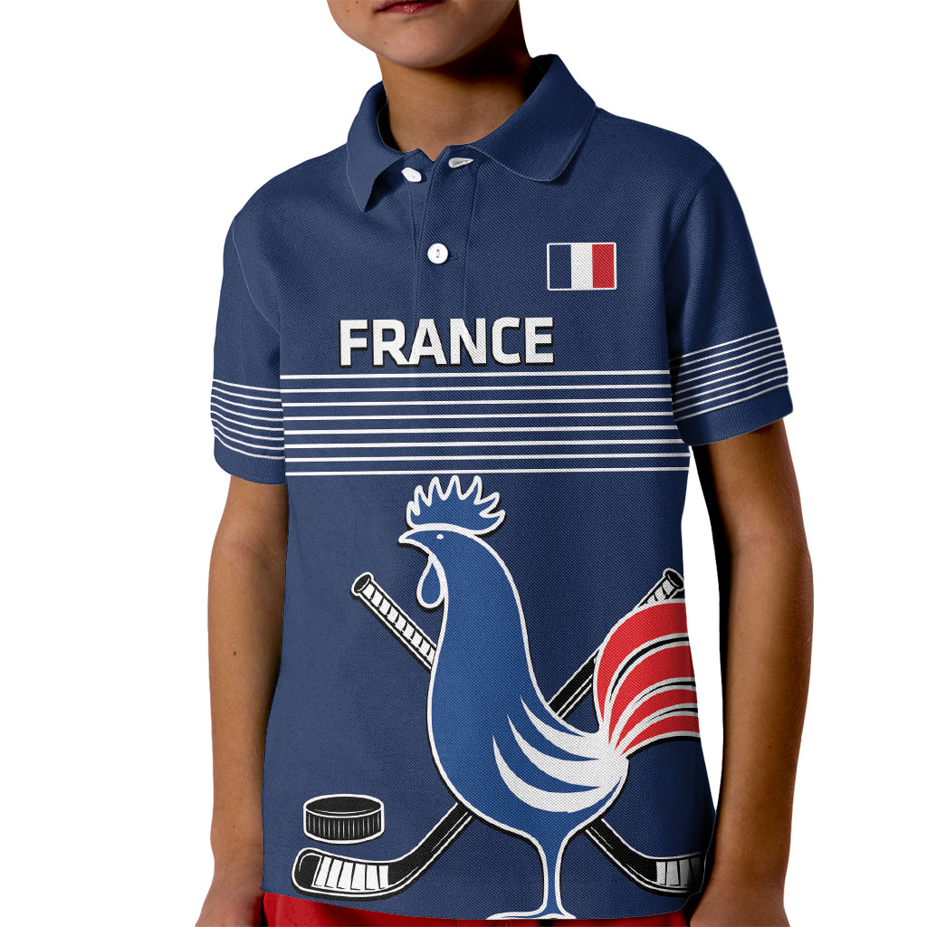 Custom France Hockey Kid Polo Shirt Francaise Gallic Rooster - Shopicos