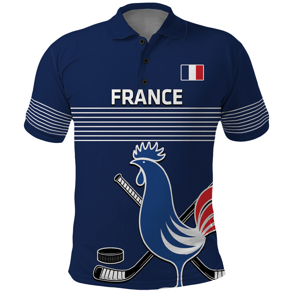 Custom France Hockey Polo Shirt Francaise Gallic Rooster - Shopicos