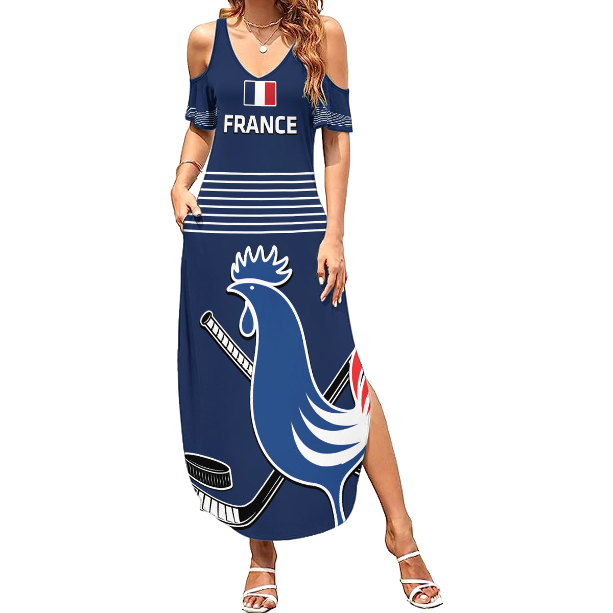 Custom France Hockey Summer Maxi Dress Francaise Gallic Rooster - Shopicos