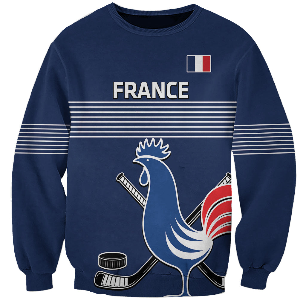 Custom France Hockey Sweatshirt Francaise Gallic Rooster - Shopicos