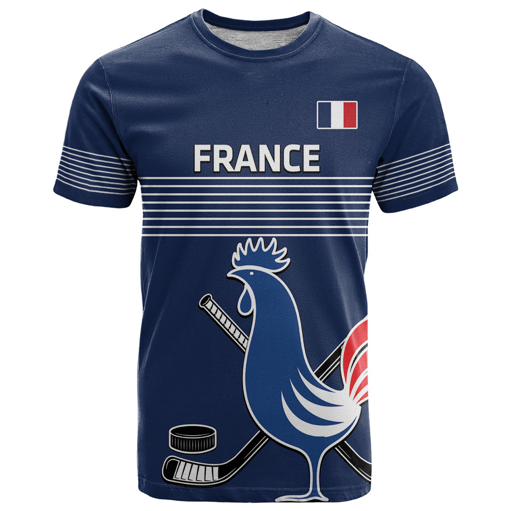 Custom France Hockey T Shirt Francaise Gallic Rooster - Shopicos
