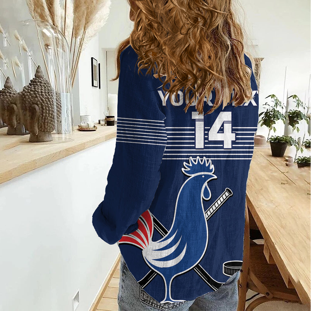 Custom France Hockey Women Casual Shirt Francaise Gallic Rooster - Shopicos