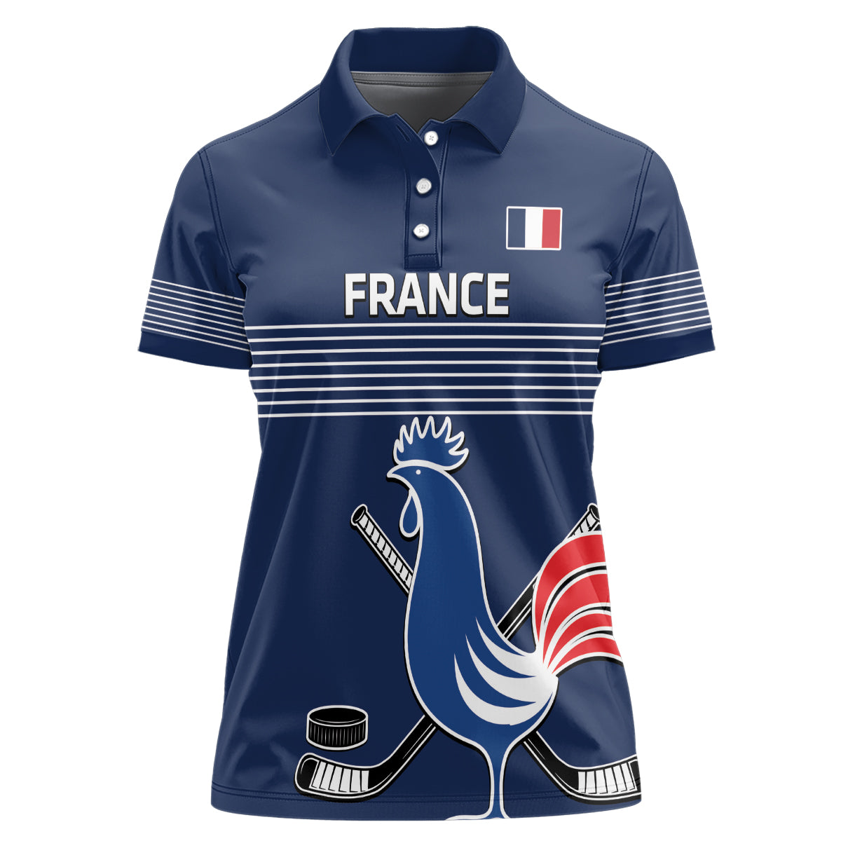 Custom France Hockey Women Polo Shirt Francaise Gallic Rooster - Shopicos