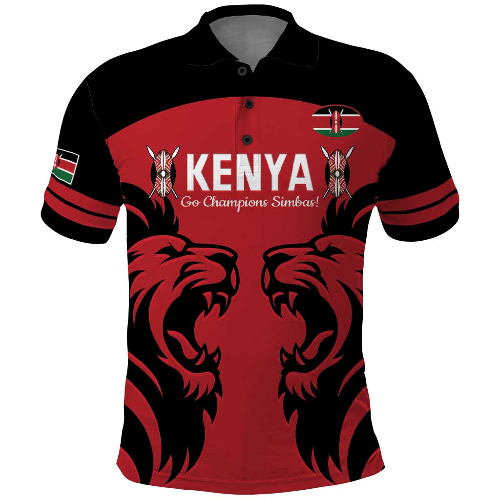 Custom Kenya Rugby Polo Shirt 2024 Go Champions Simbas - Red - Shopicos