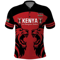 Custom Kenya Rugby Polo Shirt 2024 Go Champions Simbas - Red - Shopicos