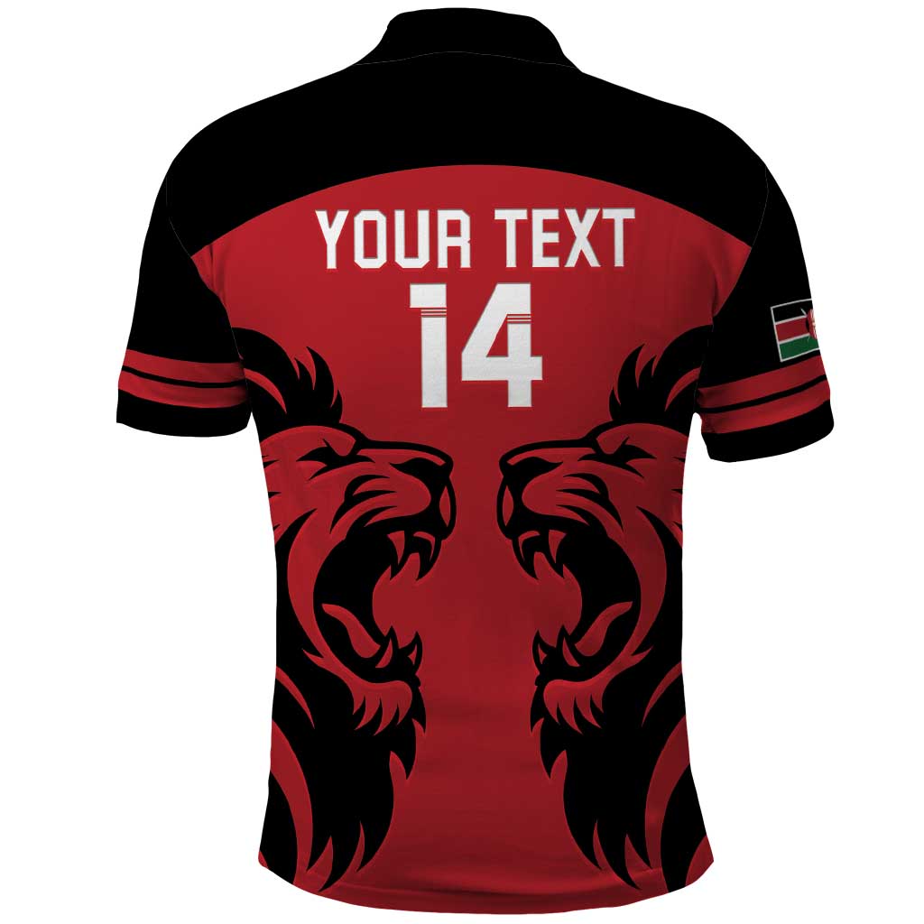 Custom Kenya Rugby Polo Shirt 2024 Go Champions Simbas - Red - Shopicos