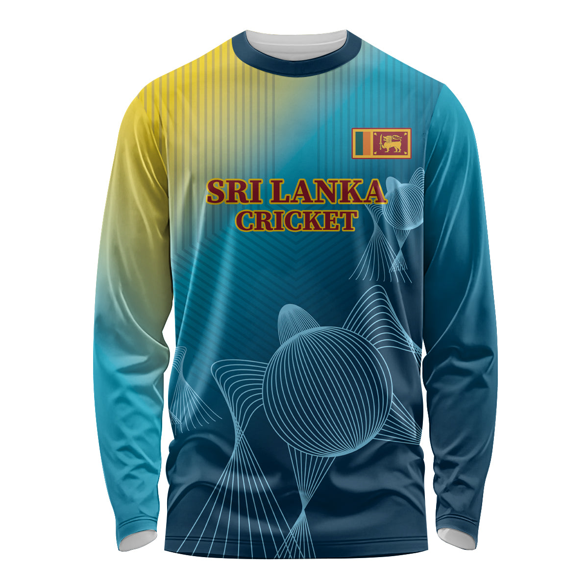 Custom Sri Lanka Cricket Long Sleeve Shirt 2024 World Cup Go The Lions - Shopicos
