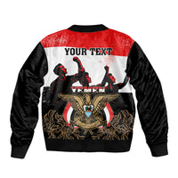 Personalised Yemen Independence Day Bomber Jacket Yemeni Coat Of Arms With Coffea Arabica Flowers - Shopicos