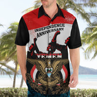 Personalised Yemen Independence Day Hawaiian Shirt Yemeni Coat Of Arms With Coffea Arabica Flowers - Shopicos