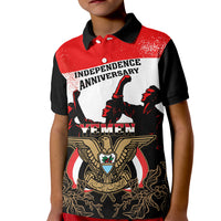 Personalised Yemen Independence Day Kid Polo Shirt Yemeni Coat Of Arms With Coffea Arabica Flowers - Shopicos