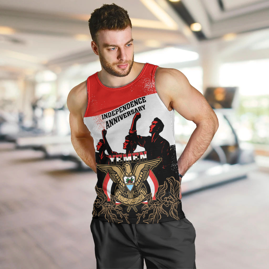 Personalised Yemen Independence Day Men Tank Top Yemeni Coat Of Arms With Coffea Arabica Flowers - Shopicos
