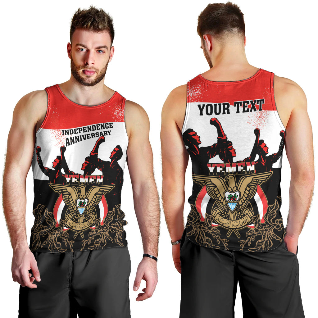 Personalised Yemen Independence Day Men Tank Top Yemeni Coat Of Arms With Coffea Arabica Flowers - Shopicos