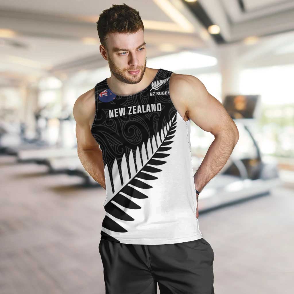 New Zealand Silver Fern Rugby Men Tank Top All Black Go Champions Maori Pattern LT14