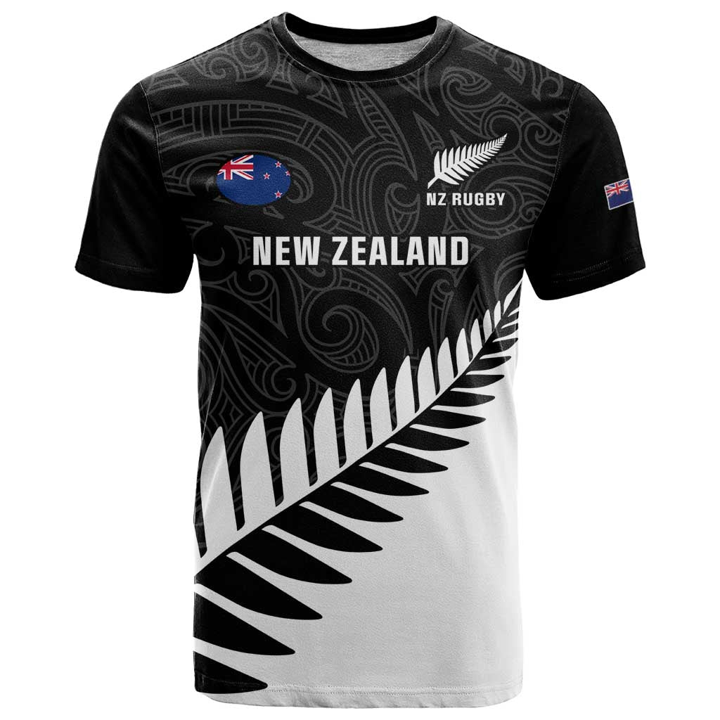 Personalised New Zealand Silver Fern Rugby T Shirt All Black Go Champions Maori Pattern LT14