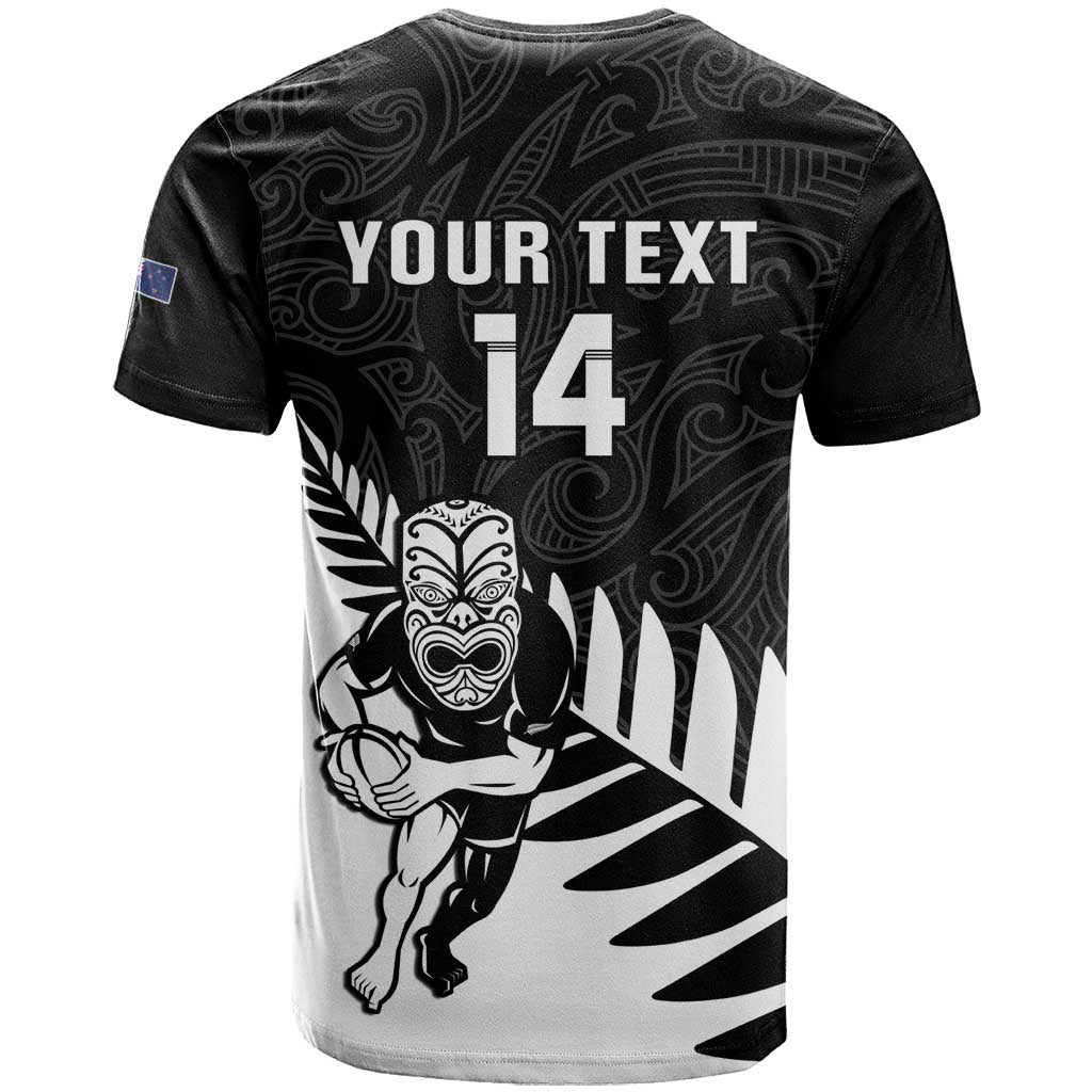 Personalised New Zealand Silver Fern Rugby T Shirt All Black Go Champions Maori Pattern LT14