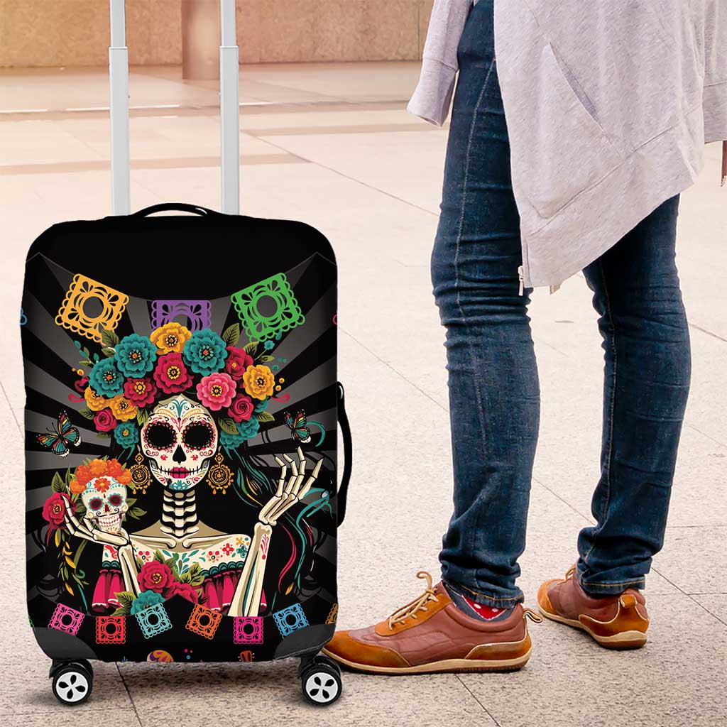 Mexican La Catrina Luggage Cover Viva Mexico Dia De Muertos - Shopicos
