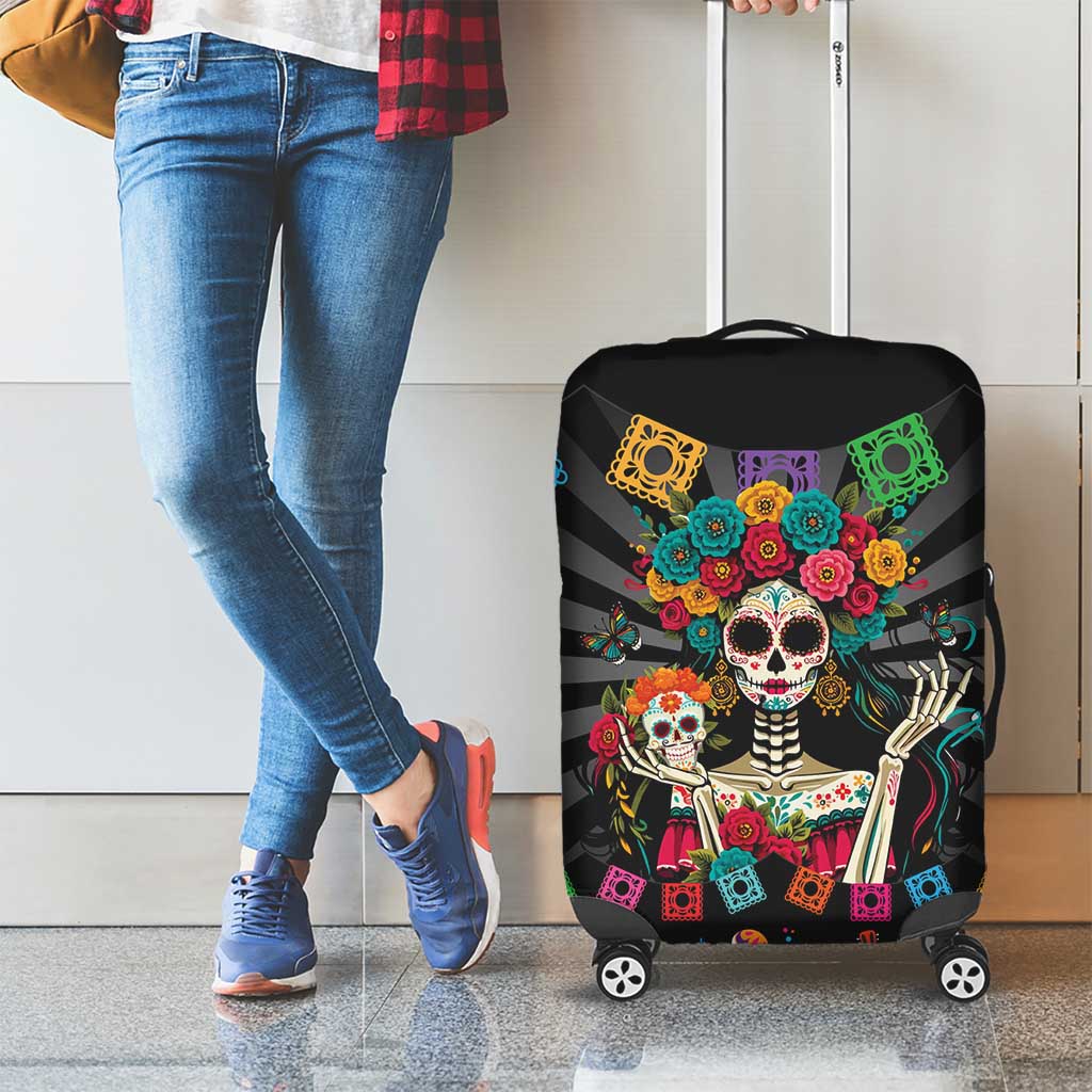 Mexican La Catrina Luggage Cover Viva Mexico Dia De Muertos - Shopicos