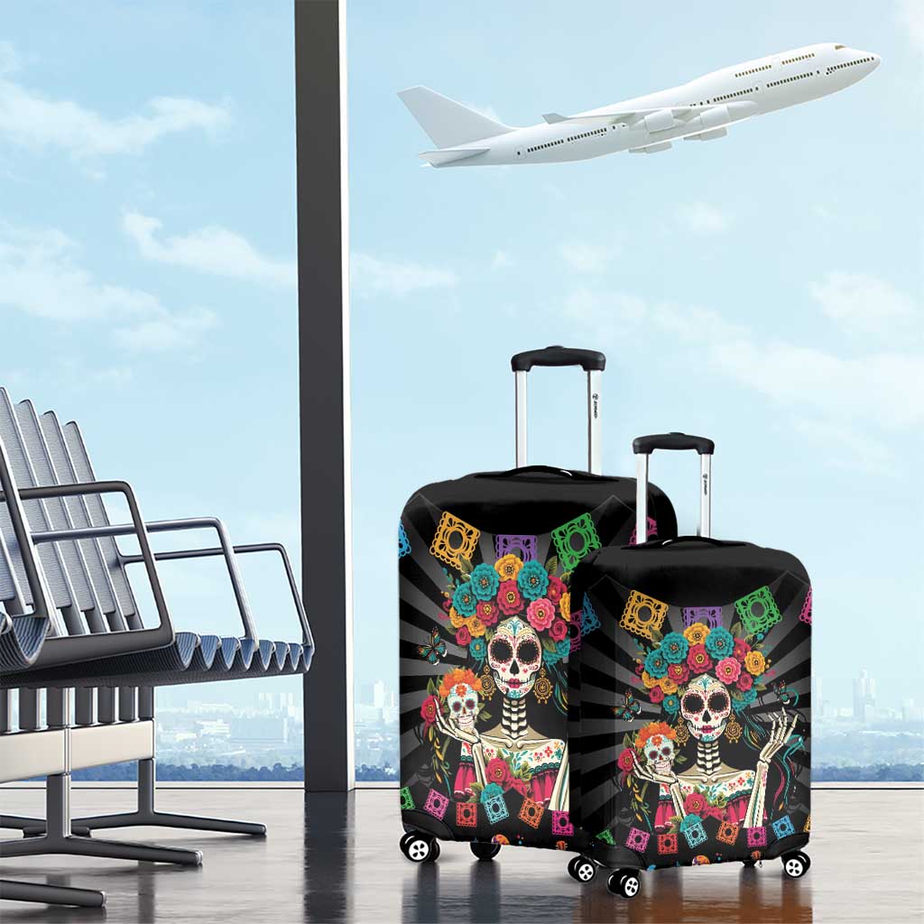 Mexican La Catrina Luggage Cover Viva Mexico Dia De Muertos - Shopicos