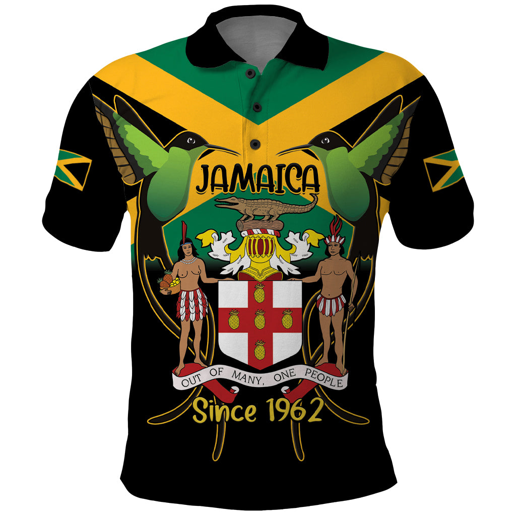 Jamaica Independence Day Polo Shirt Jumieka Coat Of Arms Mix Hummingbird - Shopicos