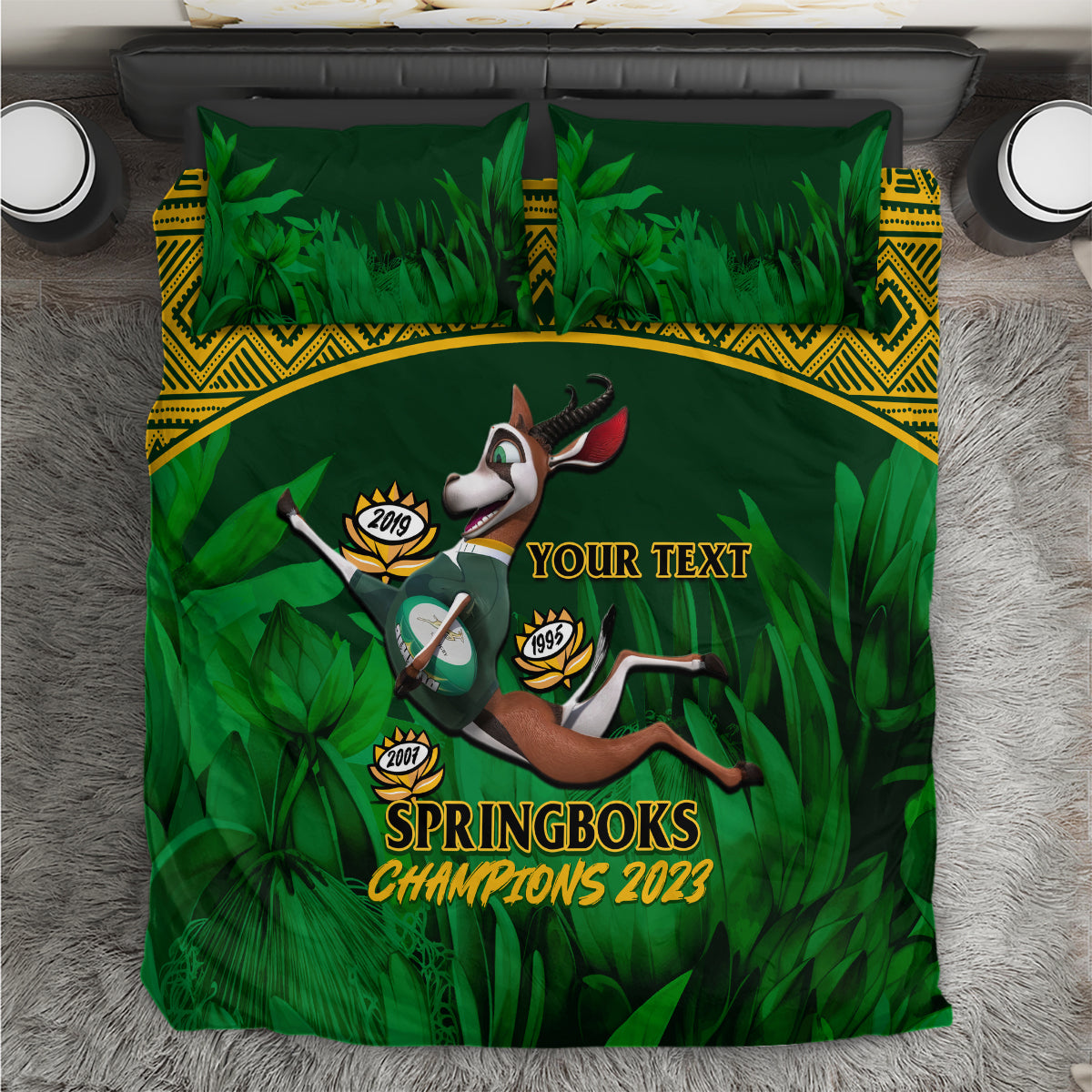 Custom South Africa Rugby Bedding Set Go Bokke World Cup Champions History - Shopicos