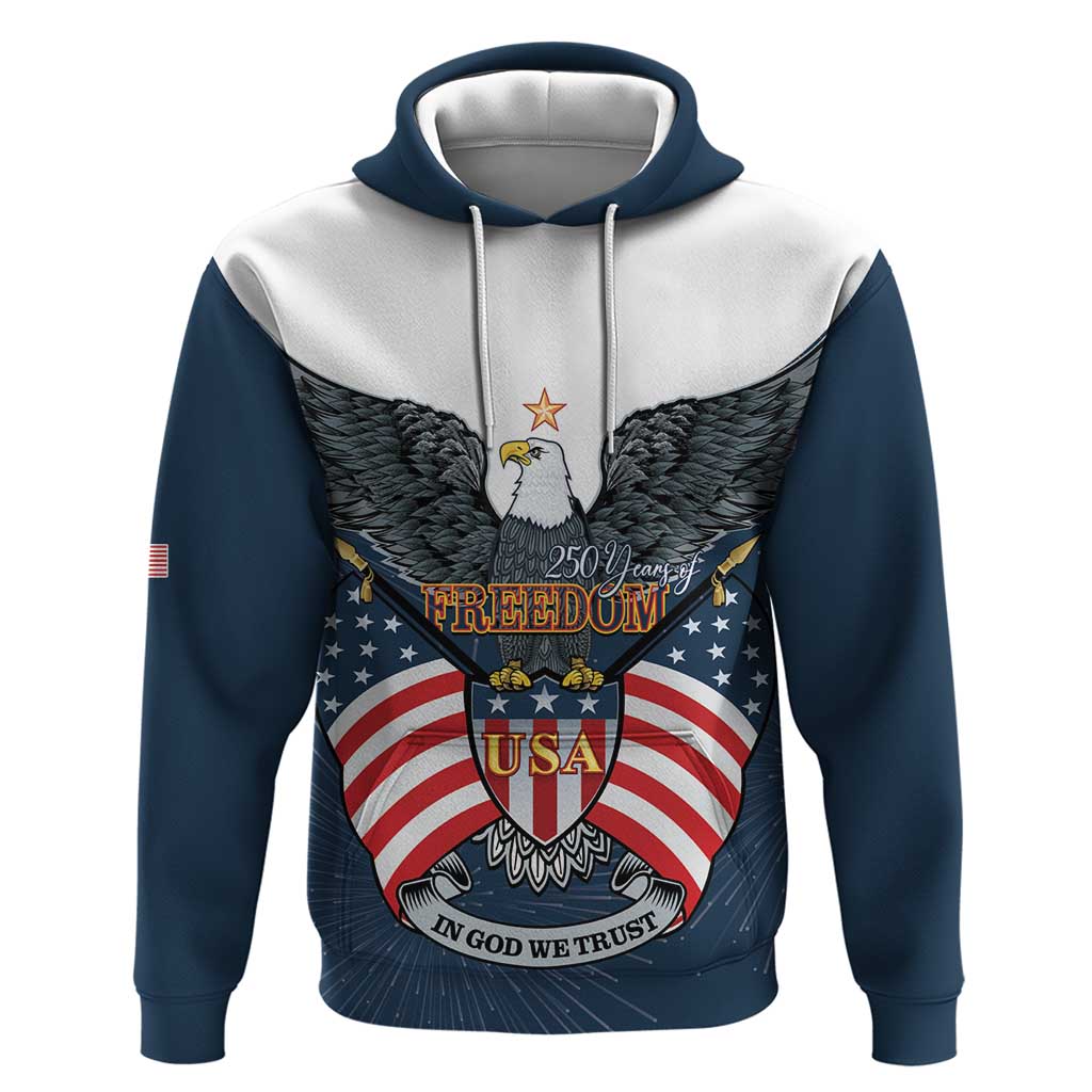 Personalized United States 4th Of July Hoodie 250 Years Of Freedom USA Power Eagle - Shopicos