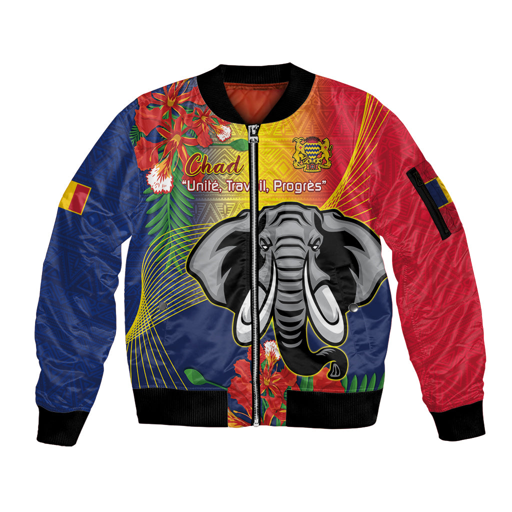 Chad Independence Day Sleeve Zip Bomber Jacket Happy 64 Years Of Independence - Shopicos