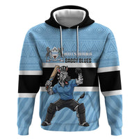 Custom Botswana Cricket Hoodie Go Baggy Blues Zebra Mascot - Shopicos