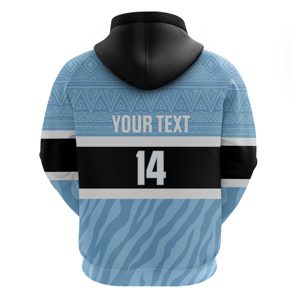 Custom Botswana Cricket Hoodie Go Baggy Blues Zebra Mascot - Shopicos