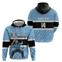 Custom Botswana Cricket Hoodie Go Baggy Blues Zebra Mascot - Shopicos