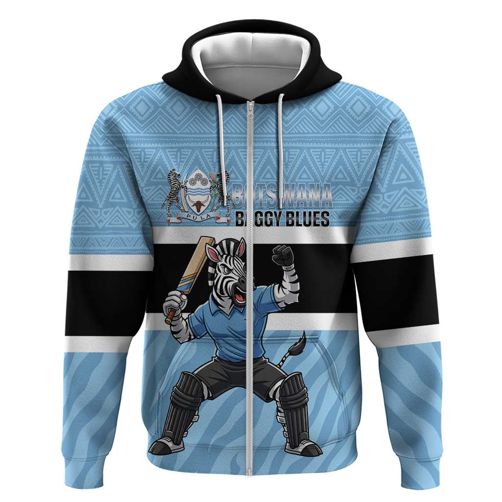 Custom Botswana Cricket Hoodie Go Baggy Blues Zebra Mascot - Shopicos