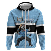 Custom Botswana Cricket Hoodie Go Baggy Blues Zebra Mascot - Shopicos